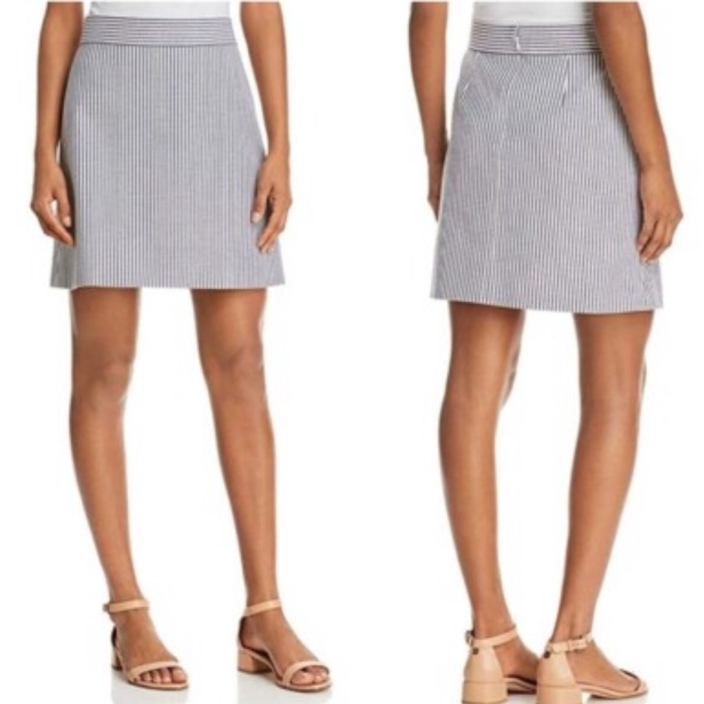 Theory High-Waist Mini “B” Skirt in Sayre Stripe